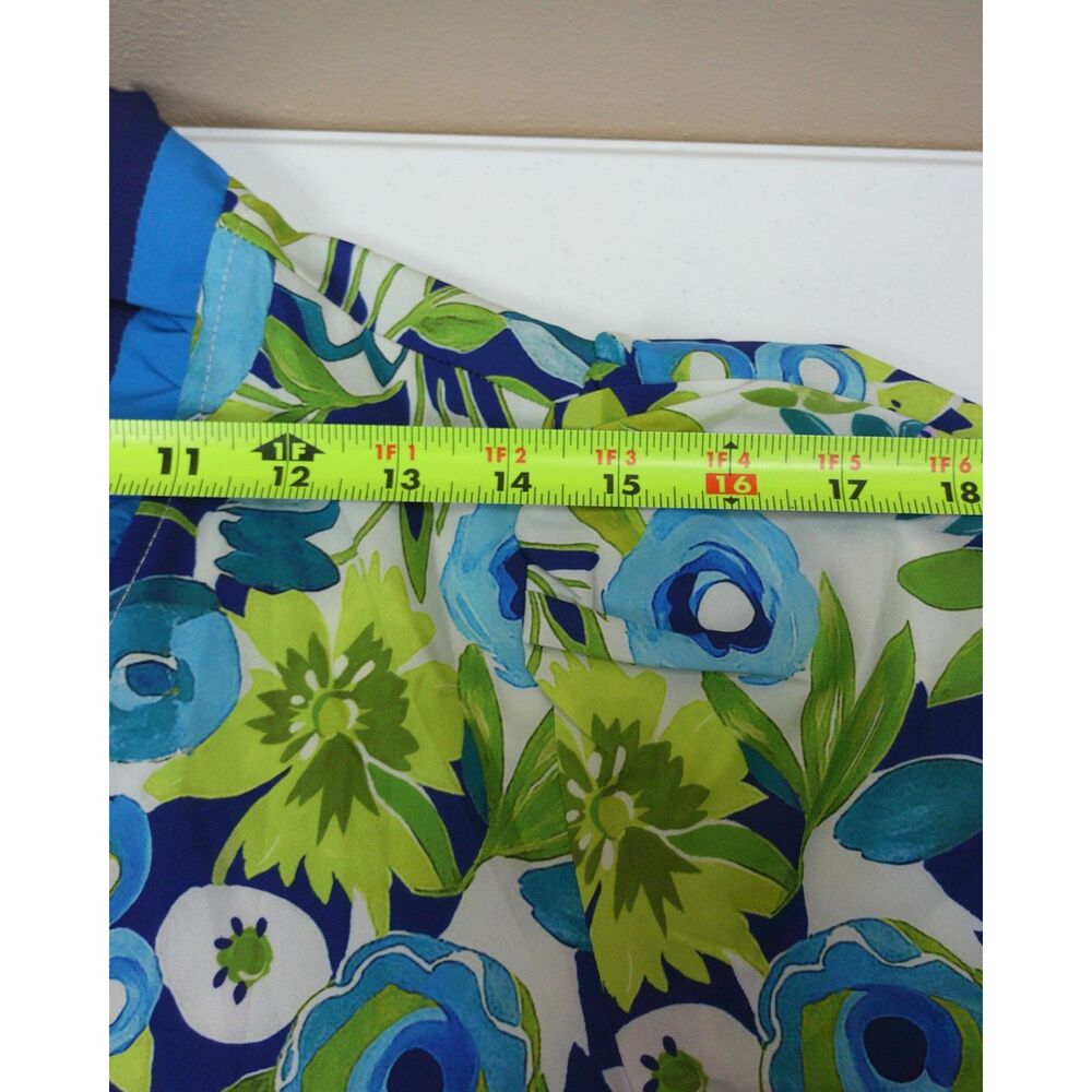 Cicy Bell XL Floral Blouse Blue Green Ruffle V Neck Puff Elbow Sleeve Boho NWT - Picture 7 of 13